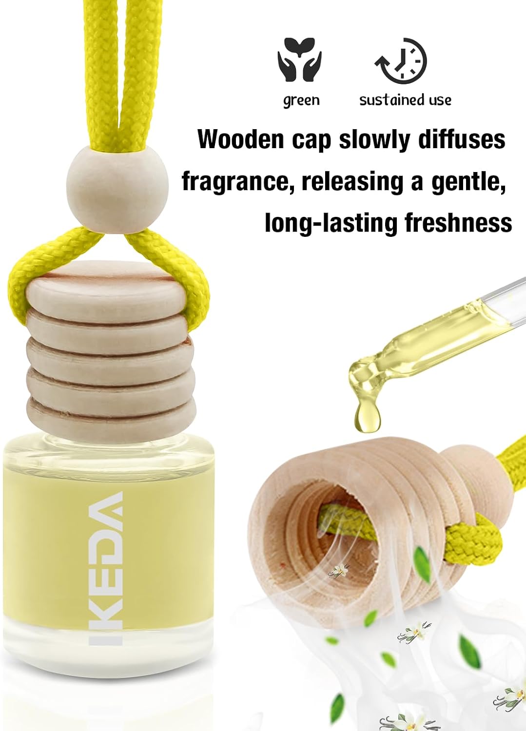 Car Fresheners for Men & Women, 45+Day Long Lasting Fragrance Hanging Air Fresheners Scents, with Clip, Perfect for Auto and Home,Christmas,10ml, Lemon