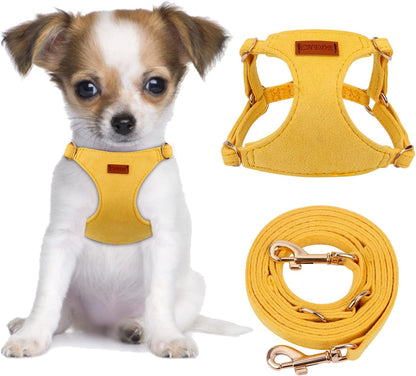 No Pull Puppy Harness and Multifunction Dog Leash Set- 8 Colors Soft Adjustable No Choke Escape Proof Cute,Lightweight Pet Vest Harness for Small and Medium Dog (XXS, Yellow)