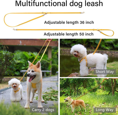 No Pull Puppy Harness and Multifunction Dog Leash Set- 8 Colors Soft Adjustable No Choke Escape Proof Cute,Lightweight Pet Vest Harness for Small and Medium Dog (XXS, Yellow)