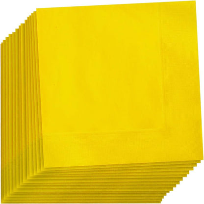 Solid Sunflower Yellow Paper Luncheon Napkins - 6.5" x 6.5", 20 Pieces - Perfect for Birthdays, Weddings, Parties & Special Events