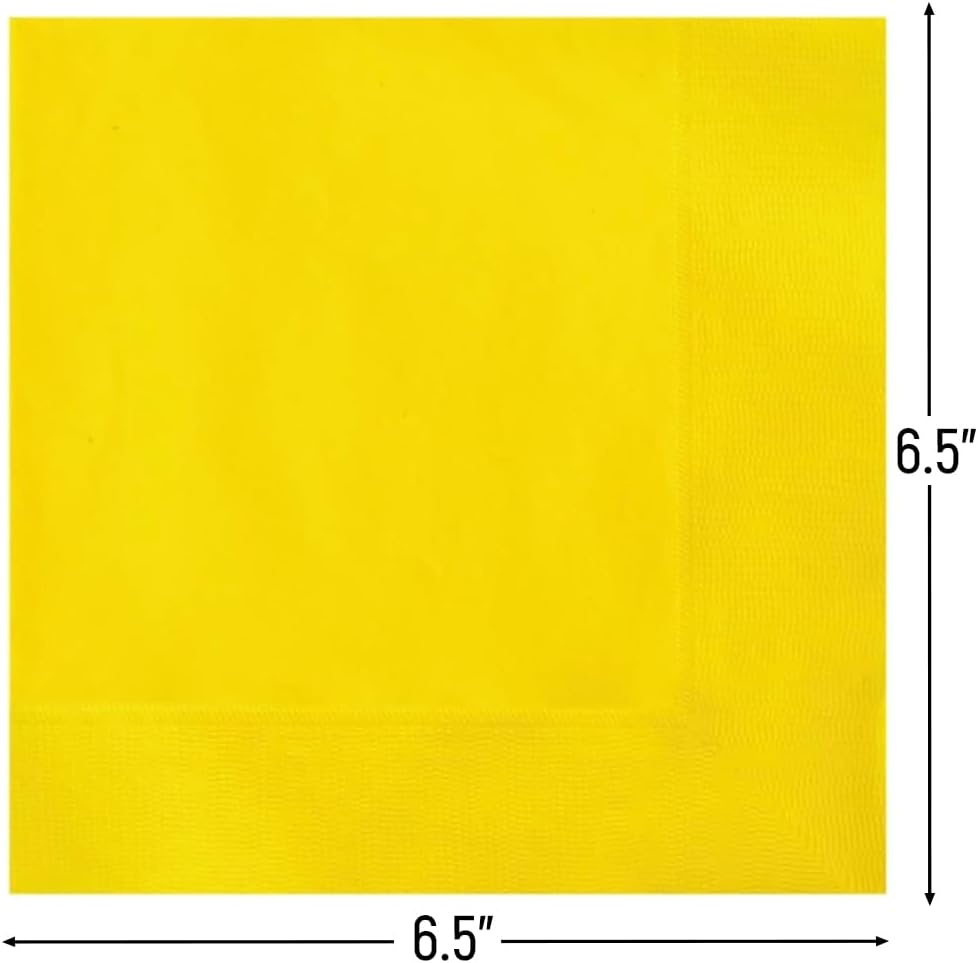 Solid Sunflower Yellow Paper Luncheon Napkins - 6.5" x 6.5", 20 Pieces - Perfect for Birthdays, Weddings, Parties & Special Events
