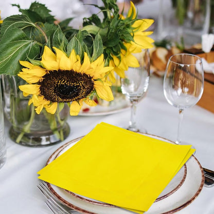 Solid Sunflower Yellow Paper Luncheon Napkins - 6.5" x 6.5", 20 Pieces - Perfect for Birthdays, Weddings, Parties & Special Events