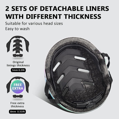 Skateboard Bike Helmet, 3 Sizes for Adult Youth Kids Women Men Boys Girls | Certified Multi-Sport Helmet for Scooter Skate Bicycle, Adjustable Lightweight Ventilated Helmet