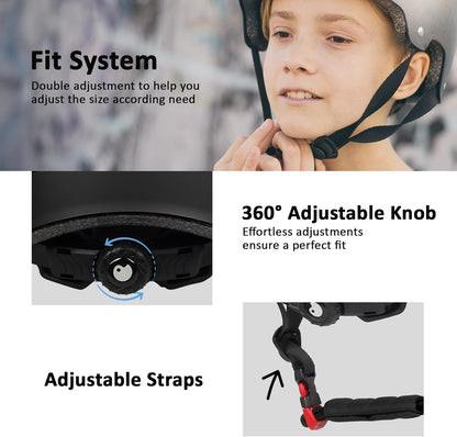 Skateboard Bike Helmet, 3 Sizes for Adult Youth Kids Women Men Boys Girls | Certified Multi-Sport Helmet for Scooter Skate Bicycle, Adjustable Lightweight Ventilated Helmet