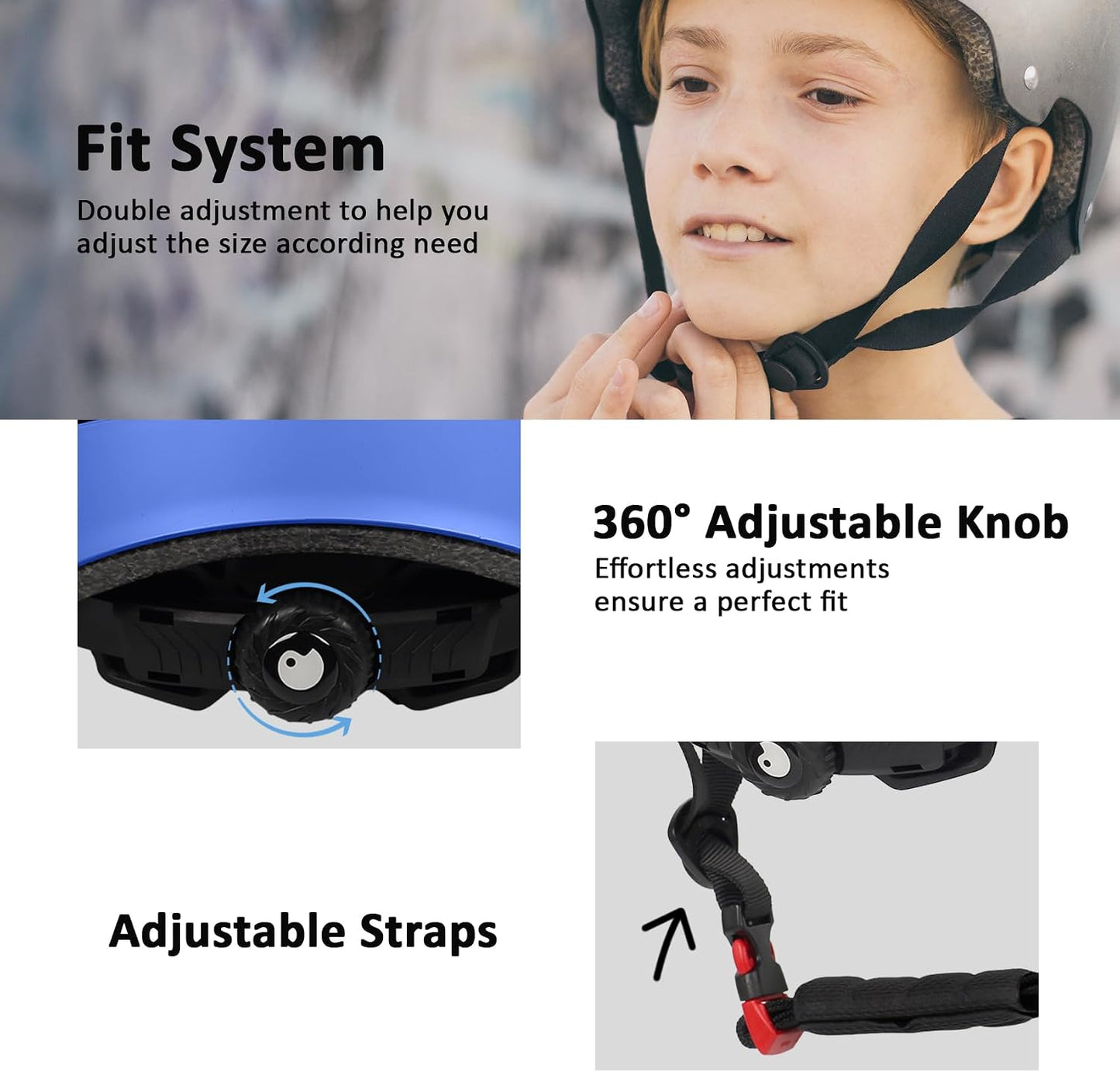 Skateboard Bike Helmet, 3 Sizes for Adult Youth Kids Women Men Boys Girls | Certified Multi-Sport Helmet for Scooter Skate Bicycle, Adjustable Lightweight Ventilated Helmet