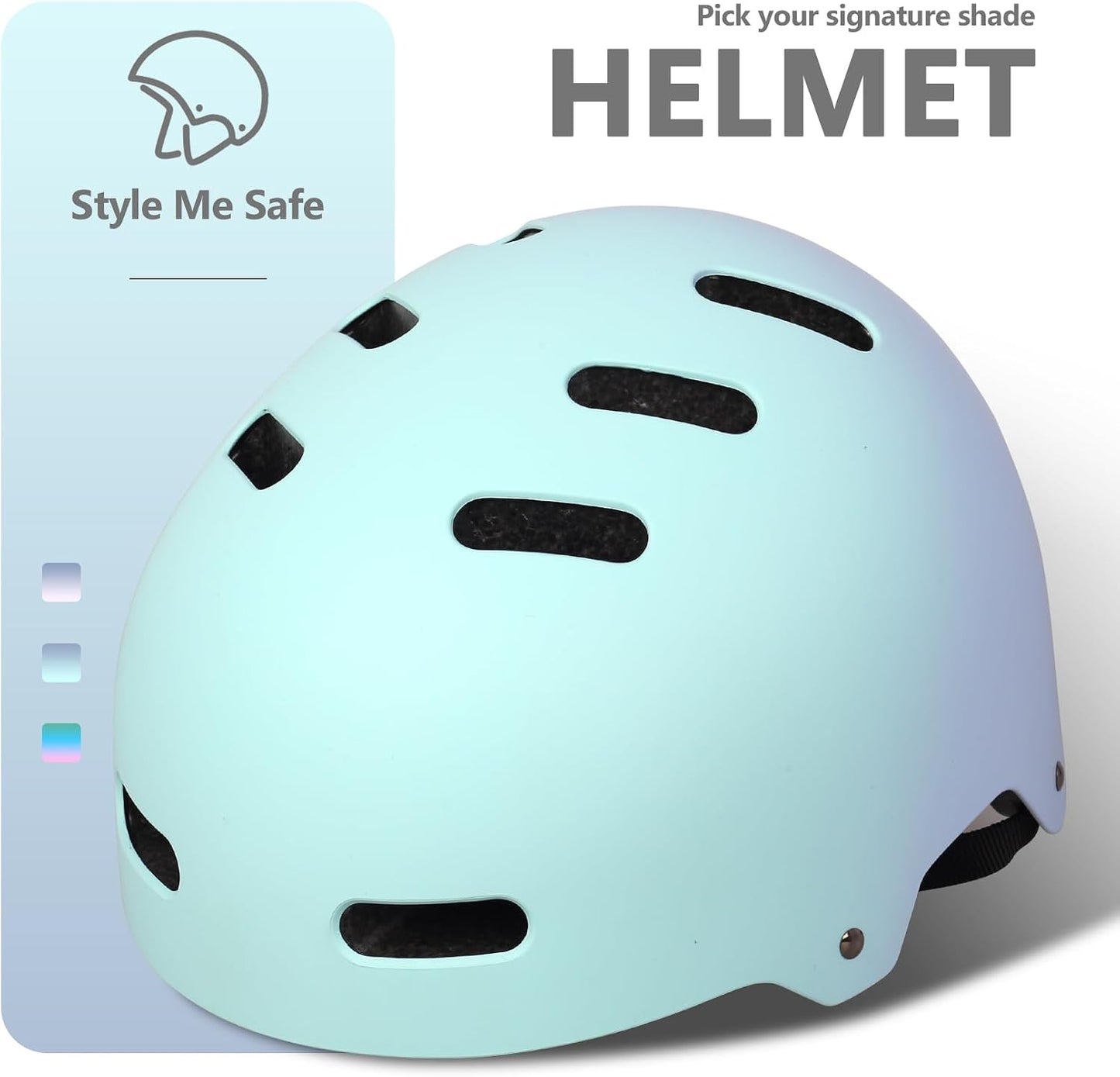 Skateboard Bike Helmet, 3 Sizes for Adult Youth Kids Women Men Boys Girls | Certified Multi-Sport Helmet for Scooter Skate Bicycle, Adjustable Lightweight Ventilated Helmet