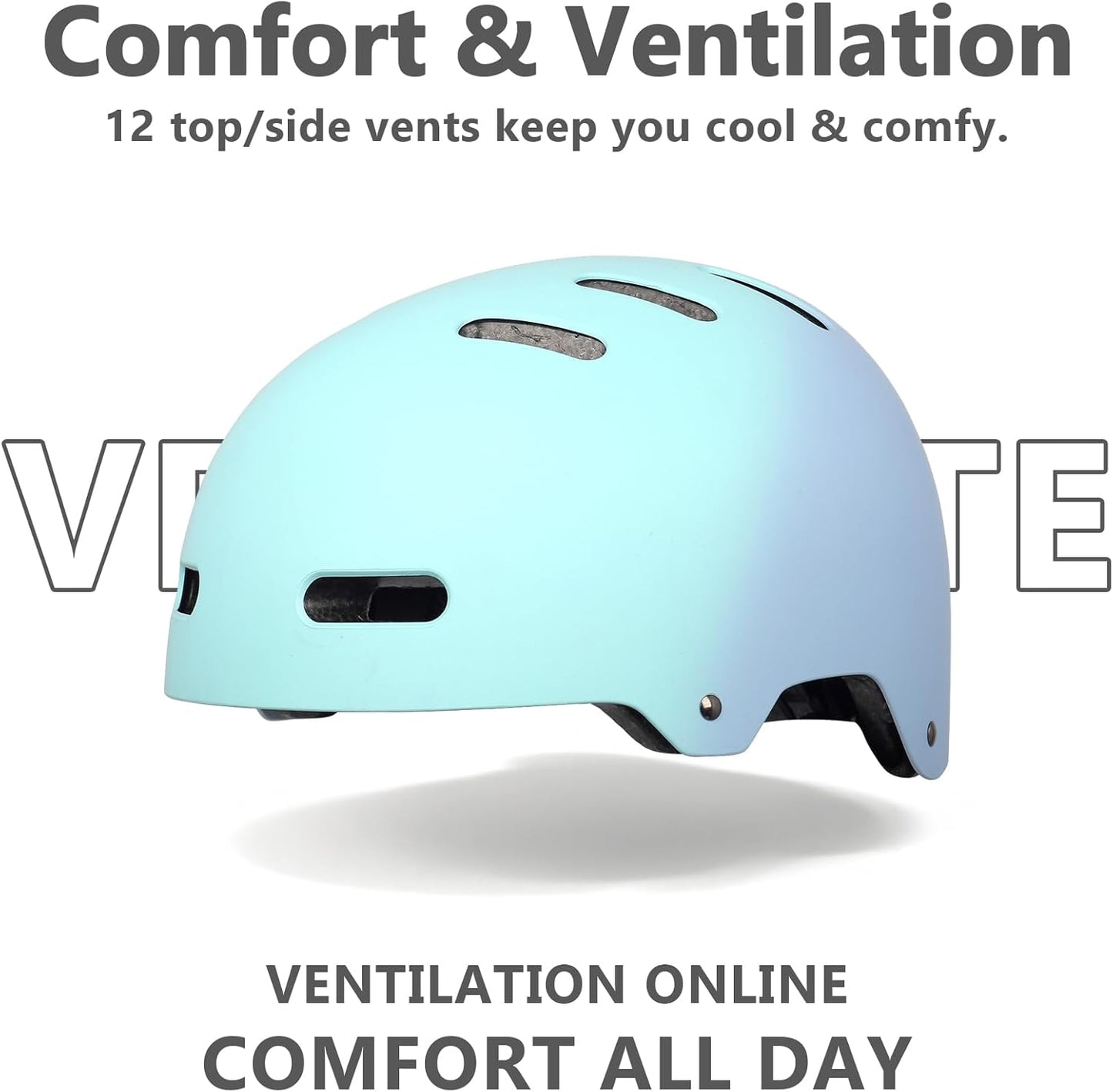 Skateboard Bike Helmet, 3 Sizes for Adult Youth Kids Women Men Boys Girls | Certified Multi-Sport Helmet for Scooter Skate Bicycle, Adjustable Lightweight Ventilated Helmet