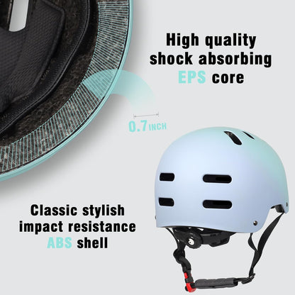 Skateboard Bike Helmet, 3 Sizes for Adult Youth Kids Women Men Boys Girls | Certified Multi-Sport Helmet for Scooter Skate Bicycle, Adjustable Lightweight Ventilated Helmet