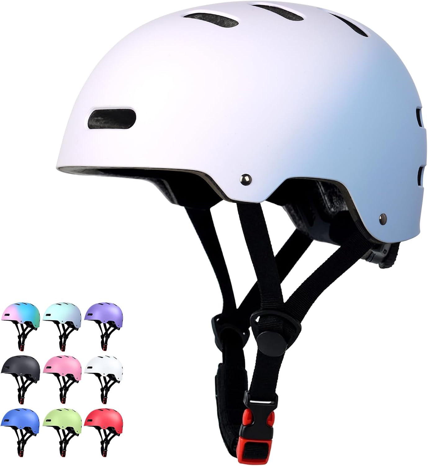 Skateboard Bike Helmet, 3 Sizes for Adult Youth Kids Women Men Boys Girls | Certified Multi-Sport Helmet for Scooter Skate Bicycle, Adjustable Lightweight Ventilated Helmet