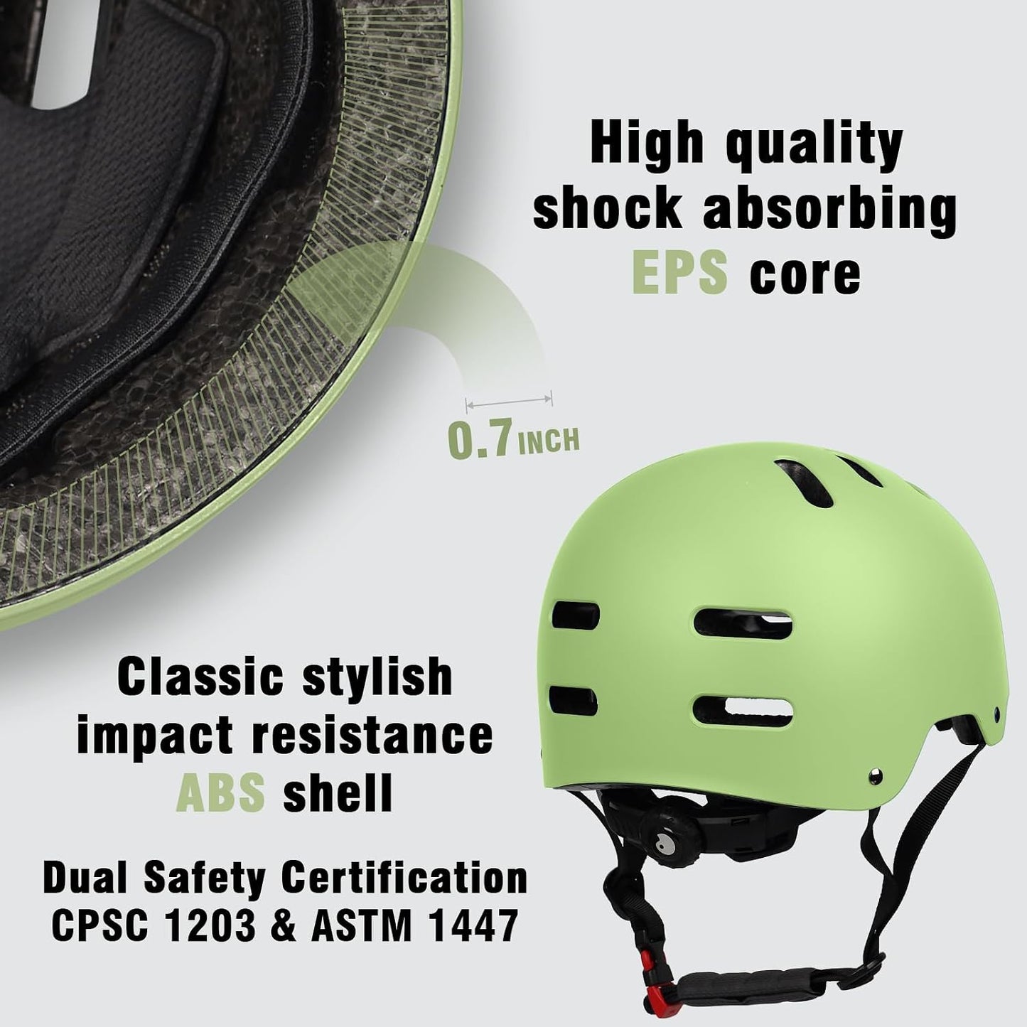 Skateboard Bike Helmet, 3 Sizes for Adult Youth Kids Women Men Boys Girls | Certified Multi-Sport Helmet for Scooter Skate Bicycle, Adjustable Lightweight Ventilated Helmet