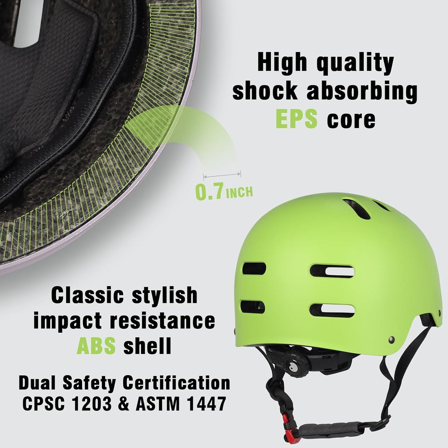 Skateboard Bike Helmet, 3 Sizes for Adult Youth Kids Women Men Boys Girls | Certified Multi-Sport Helmet for Scooter Skate Bicycle, Adjustable Lightweight Ventilated Helmet