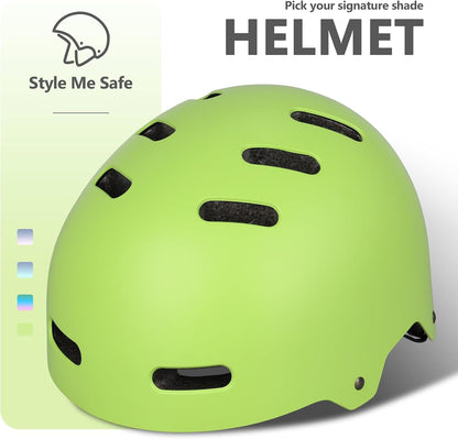 Skateboard Bike Helmet, 3 Sizes for Adult Youth Kids Women Men Boys Girls | Certified Multi-Sport Helmet for Scooter Skate Bicycle, Adjustable Lightweight Ventilated Helmet