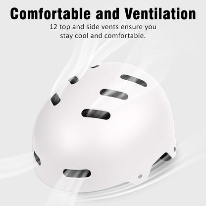 Skateboard Bike Helmet, 3 Sizes for Adult Youth Kids Women Men Boys Girls | Certified Multi-Sport Helmet for Scooter Skate Bicycle, Adjustable Lightweight Ventilated Helmet