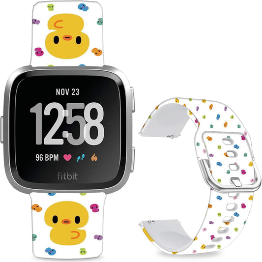 Soft Silicone Watch Bands Compatible with Fitbit Versa 2/Versa/Fitbit Versa Lite/SE Cartoon Band，23mm Cute Floral Pattern Printed Strap Replacement Wristband for Men Women Teens.