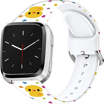 Soft Silicone Watch Bands Compatible with Fitbit Versa 2/Versa/Fitbit Versa Lite/SE Cartoon Band，23mm Cute Floral Pattern Printed Strap Replacement Wristband for Men Women Teens.