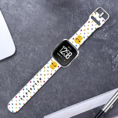 Soft Silicone Watch Bands Compatible with Fitbit Versa 2/Versa/Fitbit Versa Lite/SE Cartoon Band，23mm Cute Floral Pattern Printed Strap Replacement Wristband for Men Women Teens.