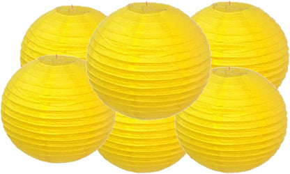 Pack of 6 Round Paper Lantern Lamp Paper Lanterns Party Decorations Yellow, 16"/40CM)