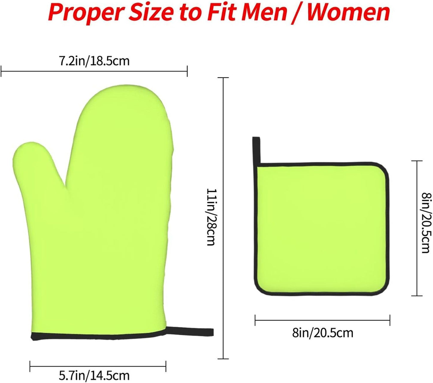 3PCS Oven Mitts and Pot Holders Sets, Solid Color Light Yellow Green Oven Mitts Set Heat Resistant Kitchen Microwave Gloves Safe for Baking,Cooking, BBQ