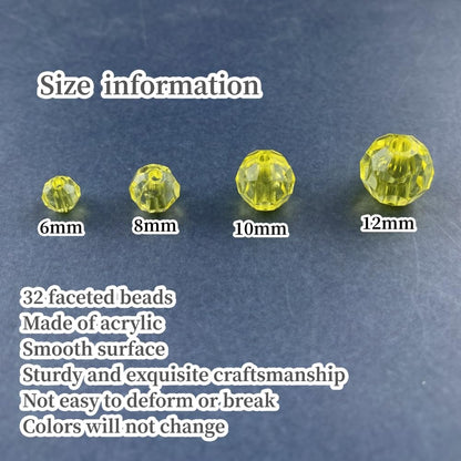 800pcs 6mm Acrylic Round Crystal Faceted Beads for Crafts Spacer Beads for Jewelry Making Necklaces Bracelets Earrings DIY Decoration(Lemon Yellow)