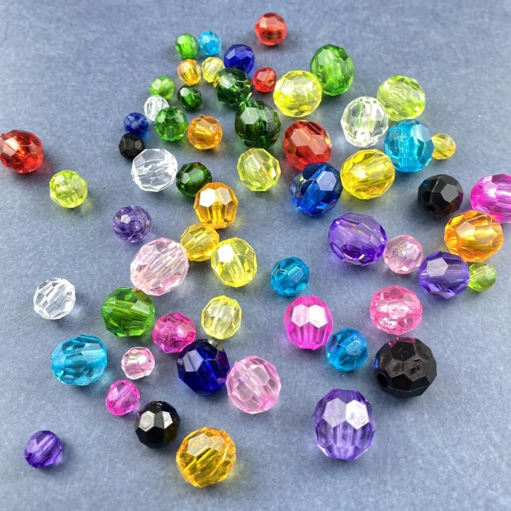 800pcs 6mm Acrylic Round Crystal Faceted Beads for Crafts Spacer Beads for Jewelry Making Necklaces Bracelets Earrings DIY Decoration(Lemon Yellow)