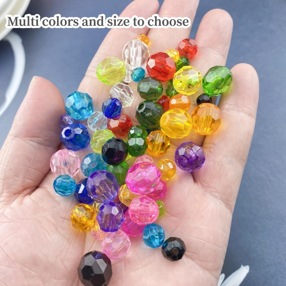 800pcs 6mm Acrylic Round Crystal Faceted Beads for Crafts Spacer Beads for Jewelry Making Necklaces Bracelets Earrings DIY Decoration(Lemon Yellow)