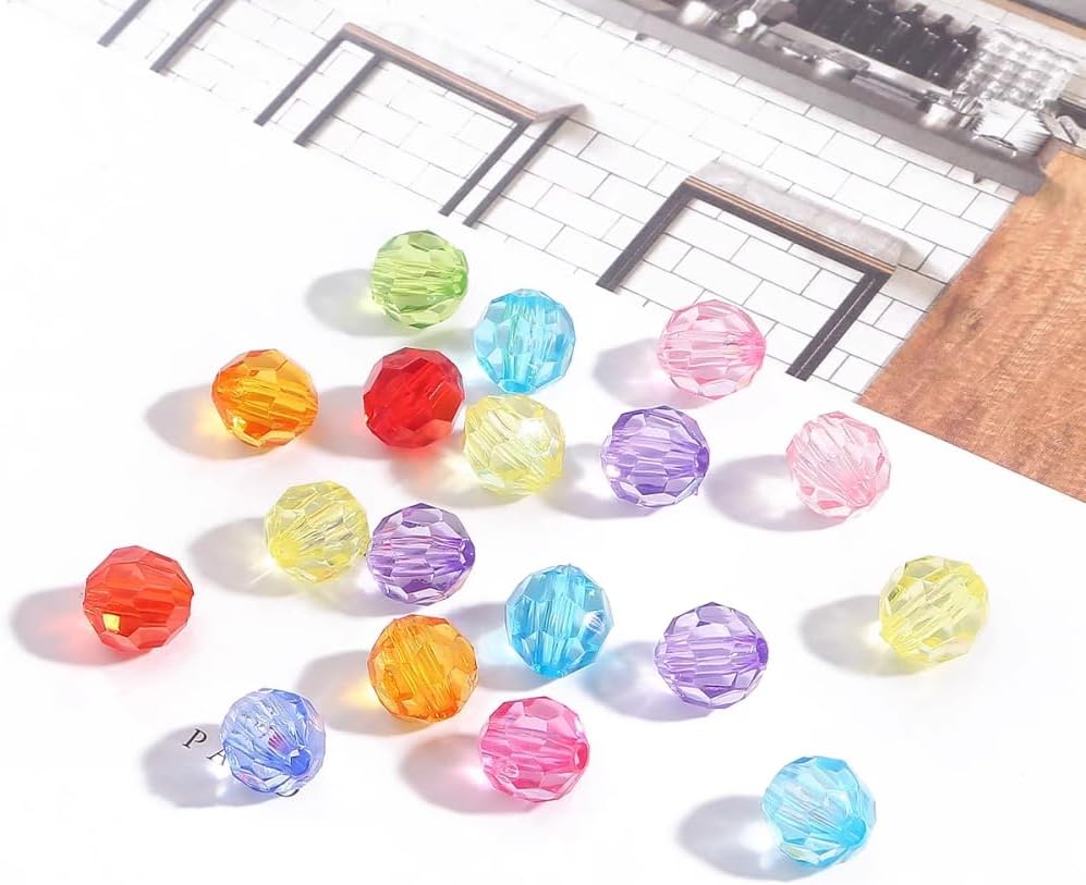 800pcs 6mm Acrylic Round Crystal Faceted Beads for Crafts Spacer Beads for Jewelry Making Necklaces Bracelets Earrings DIY Decoration(Lemon Yellow)