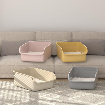 Large Cat Litter Box with High Side Cat Litter Pan Boxes for Indoor Cats Kitty Litter Box with Low Entry Open Top Entrance,Anti-Splashing(Yellow)