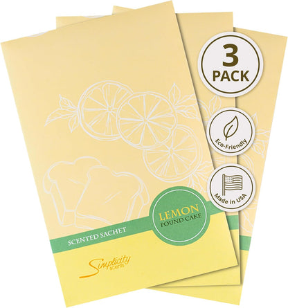 Lemon Poundcake Scented Sachets Pack of 3, Everyday - Long-Lasting Scented Bags, Home Fragrance, Air Freshener & Deodorizer for Closet, Room, Drawer, or Cars, Made in USA