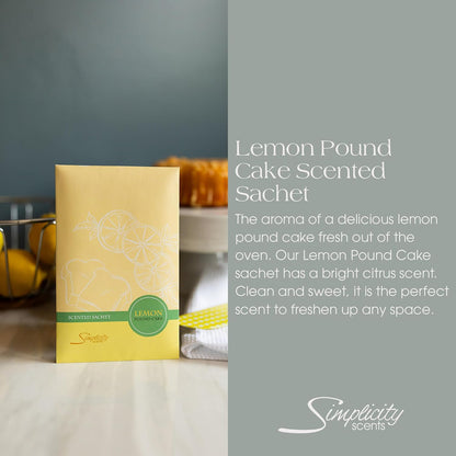 Lemon Poundcake Scented Sachets Pack of 3, Everyday - Long-Lasting Scented Bags, Home Fragrance, Air Freshener & Deodorizer for Closet, Room, Drawer, or Cars, Made in USA