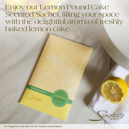 Lemon Poundcake Scented Sachets Pack of 3, Everyday - Long-Lasting Scented Bags, Home Fragrance, Air Freshener & Deodorizer for Closet, Room, Drawer, or Cars, Made in USA