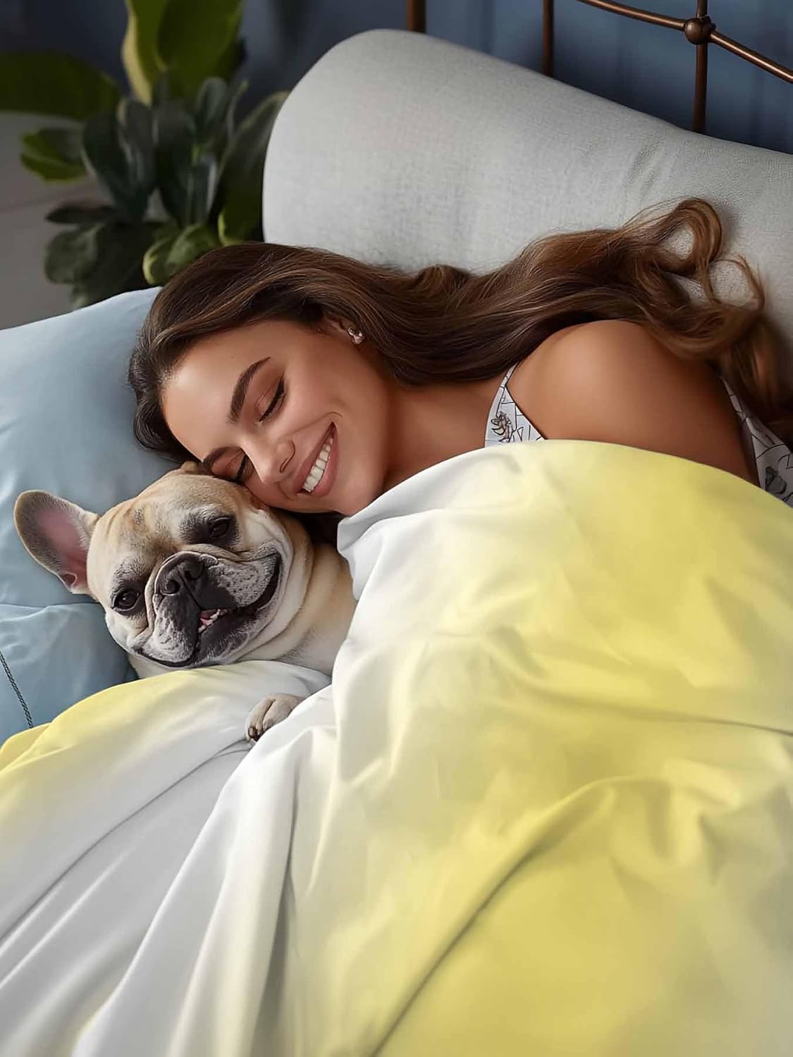 Lemon Yellow White Flat Bed Sheet Queen Size for Queen Mattress, Microfiber Bedding Top Sheets Deep Pocket for All Seasons, Gradient Vertical Stripes Geometric Soft & Breathable Hotel Quality