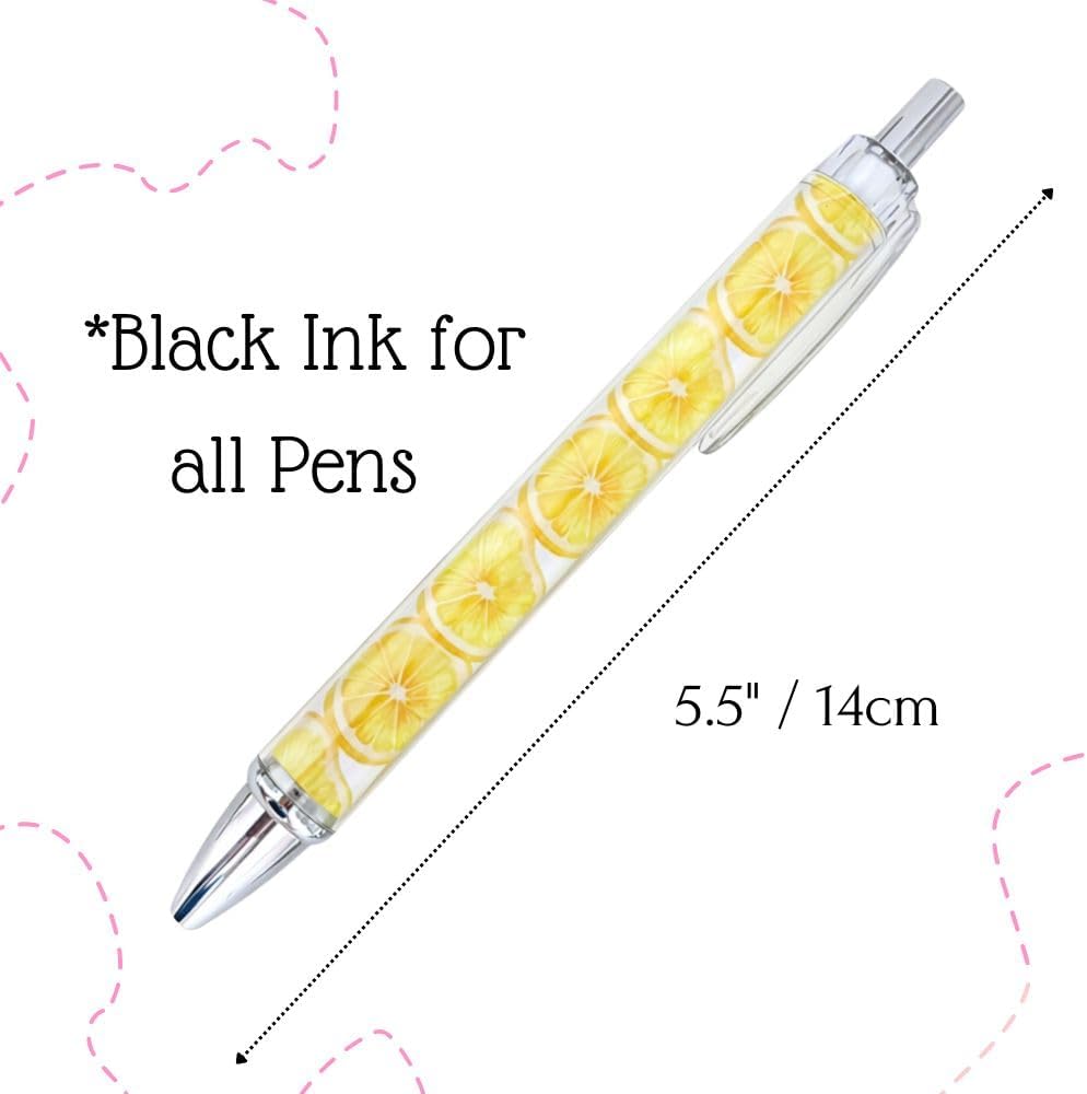8PC Lemon Pens Kawaii Writing Gel Pen Summer Tropical Fruit Stationery Set Party Favors Decorations Office School Classroom Supplies Yellow Stuff Lemonade Themed Decor Bulk Gifts For Friends Coworkers