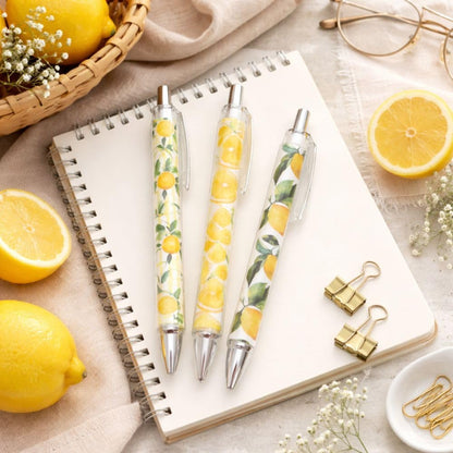 8PC Lemon Pens Kawaii Writing Gel Pen Summer Tropical Fruit Stationery Set Party Favors Decorations Office School Classroom Supplies Yellow Stuff Lemonade Themed Decor Bulk Gifts For Friends Coworkers
