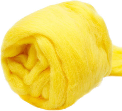 3.53oz Needle Felting Wool Roving Wool for Felting Wool Felting Supplies | Bright Yellow Pure Wool Chunky Yarn Spinning Wool Roving for Needle Felting Wet Felting Diy Hand Spinning
