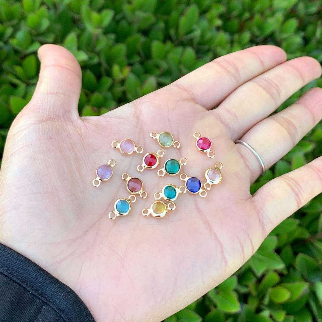 2 Sets Adabele Grade A Mixed Birthstone Connector Links 6mm Small Austrian Crystal Bead 18K Yellow Gold Plated (24pcs)