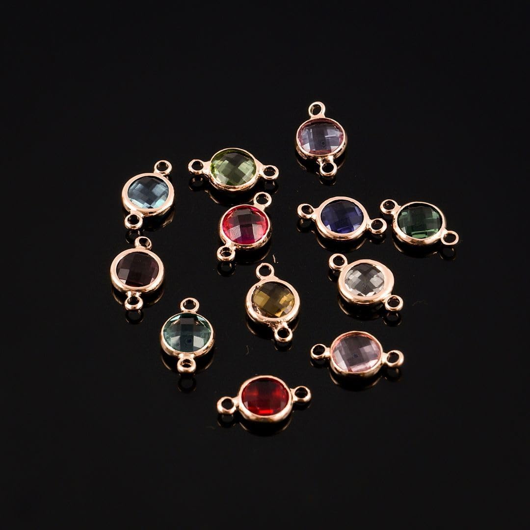 2 Sets Adabele Grade A Mixed Birthstone Connector Links 6mm Small Austrian Crystal Bead 18K Yellow Gold Plated (24pcs)