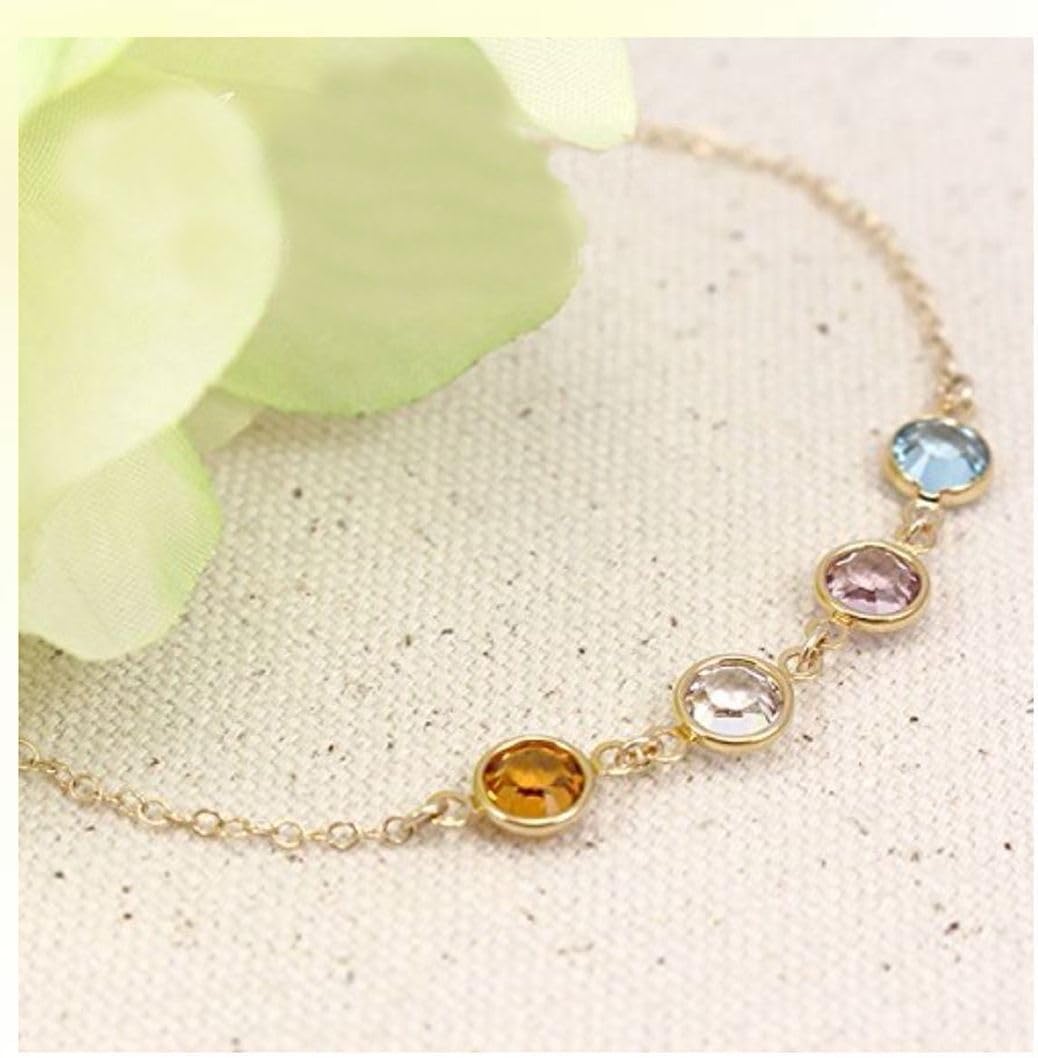 2 Sets Adabele Grade A Mixed Birthstone Connector Links 6mm Small Austrian Crystal Bead 18K Yellow Gold Plated (24pcs)