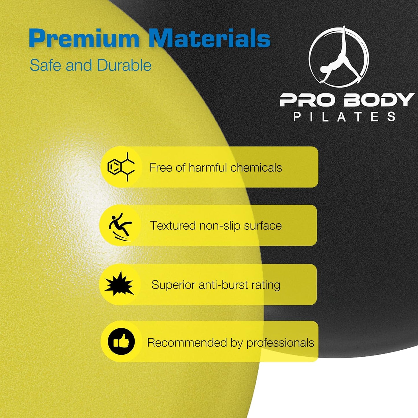 Small Exercise Ball with Pump - 9 Inch Workout Ball for Stability, Barre, Yoga, Core & Physical Therapy