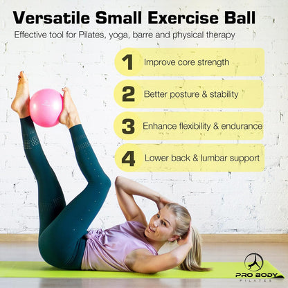Small Exercise Ball with Pump - 9 Inch Workout Ball for Stability, Barre, Yoga, Core & Physical Therapy