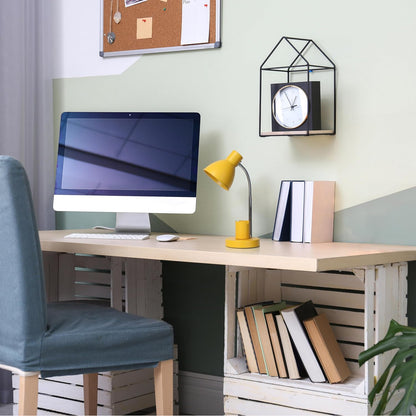 LD1076-YLW 16.22" Sleek Essentials Adjustable Metal Desk Task Lamp with Organizer Compartment, for Office, Desk, Nightstand, Dorm, Yellow