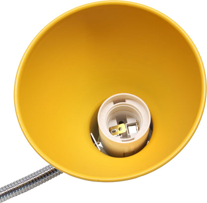LD1076-YLW 16.22" Sleek Essentials Adjustable Metal Desk Task Lamp with Organizer Compartment, for Office, Desk, Nightstand, Dorm, Yellow