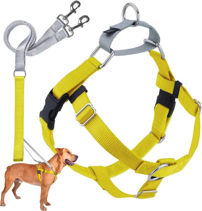 Freedom No Pull Dog Harness, Adjustable Harness and Leash Set, Easy Walking & Comfortable Control, Fits Small, Medium & Large Dogs, Solid Colors, Made in USA, 1" LG, Yellow