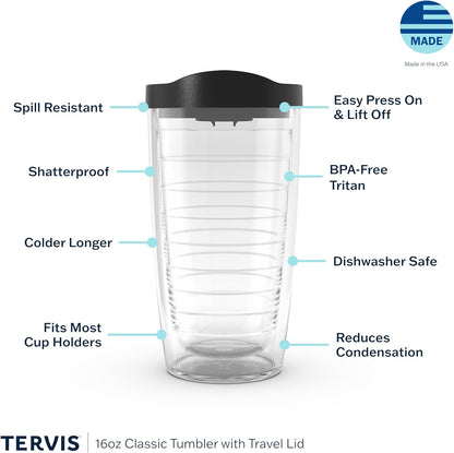 Tervis Lemon Stripes Made in USA Double Walled Insulated Tumbler Travel Cup Keeps Drinks Cold & Hot