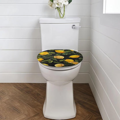 Cute Lemon Elongated Toilet Seat Covers - Leaves Toilet Lid Covers for Bathroom Decoration