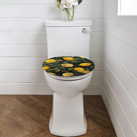 Cute Lemon Elongated Toilet Seat Covers - Leaves Toilet Lid Covers for Bathroom Decoration