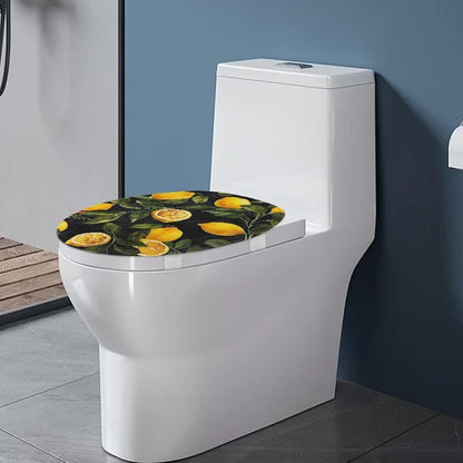 Cute Lemon Elongated Toilet Seat Covers - Leaves Toilet Lid Covers for Bathroom Decoration