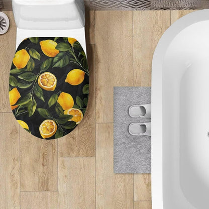 Cute Lemon Elongated Toilet Seat Covers - Leaves Toilet Lid Covers for Bathroom Decoration