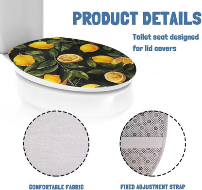 Cute Lemon Elongated Toilet Seat Covers - Leaves Toilet Lid Covers for Bathroom Decoration