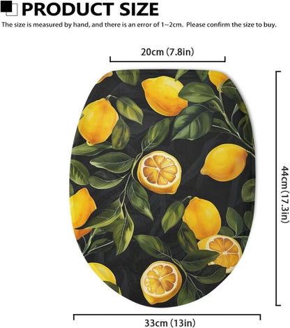 Cute Lemon Elongated Toilet Seat Covers - Leaves Toilet Lid Covers for Bathroom Decoration
