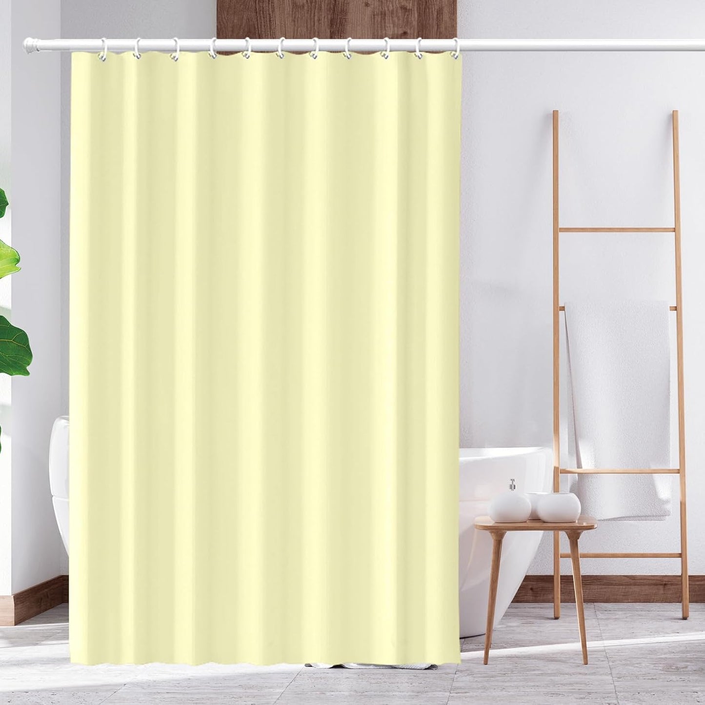 PEVA Shower Curtain,Shower Curtain Liner with Rustproof Grommets and Magnets, Waterproof Cute Lightweight Standard Size Bathroom Curtains (Ginger Yellow)